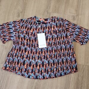 NWT Wildfang ‘The Empower’ Plisse Floral Sleeveless Button Up Print Shirt